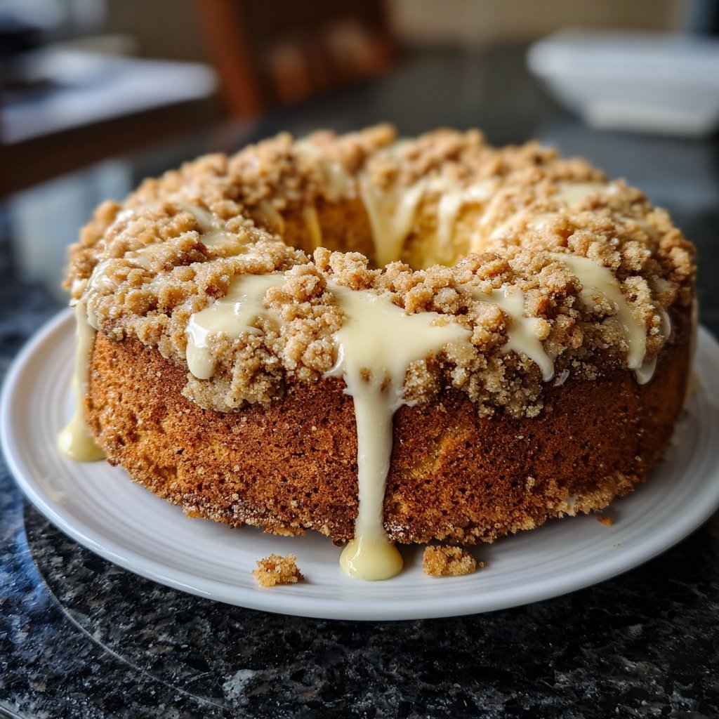 Kuchen mit Streuseln und Vanille