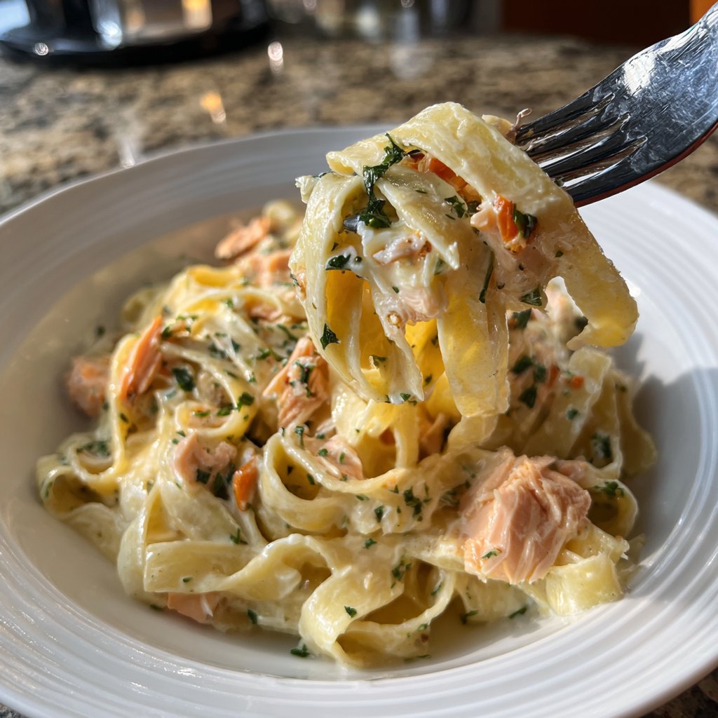 Tagliatelle mit Lachs und Sahne
